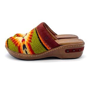 Born Bandy Southwest Saddle Blanket Clogs Wool Suede Leather Size EU 40.5 US 9.5